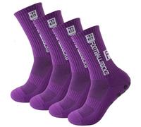 Enreluya Calze Antiscivolo Calcio (2 Paia),Dimensione 40-46 calzini da calcio per uomo e donna, Traspirante ed Elastico, comfort ottimale, Viola