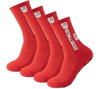 Enreluya Calze Antiscivolo Calcio (2 Paia),Dimensione 40-46 calzini da calcio per uomo e donna, Traspirante ed Elastico, comfort ottimale, Rosso