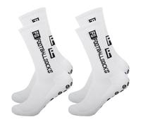 Enreluya Calze Antiscivolo Calcio (2 Paia),Dimensione 40-46 calzini da calcio per uomo e donna, Traspirante ed Elastico, comfort ottimale, Bianco