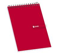 Enri 100302808 - Pack di 10 blocchi di appunti SPIRALE copertina rigida, colore: rosso