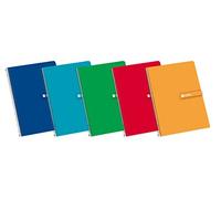 Enri 100430083 - Pack de 5 cuadernos espiral, tapa dura, Fº, cuadrícula 3x3 c/margen