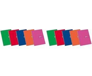 Enri Cuadernos Folio(A4) Pack 5 unidades. Tapa Dura. 80 Hojas cuadrícula 4x4. Surtido aleatorio. (Confezione da 2)