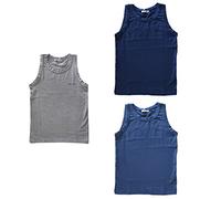 Enrico Coveri 3 Canotte Bimbo/Ragazzo Spalla Larga Cotone bielastico Art. ET4002 (Blu/Jeans/Grigio, 13/14 Anni)