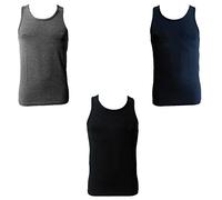 Enrico Coveri 3 Canotte Uomo Spalla Larga Cotone bielatico Art ET1002 (4/M, Nero/Blu/Grigio)