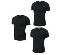 Enrico Coveri 3 t-Shirt Uomo Mezza Manica Scollo a V in Cotone Pettinato Art. ET1101 (Nero, 6/XL)