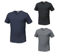 Enrico Coveri 3 t-Shirt Uomo Mezza Manica Scollo a V in Cotone Pettinato Art. ET1101 (Nero/Blu/Grigio, 6/XL)