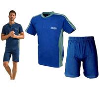 Enrico Coveri Fresco Pigiama Uomo Cotone Jersey Manica Corta EP1114 (IT, Testo, XXL, Regular, Regular, Denim)