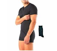 Enrico Coveri Maglietta Intima Uomo Cotone Girocollo + Calza Omaggio Maglia Uomo Cotone Pettinato Offerta 3-6-12 Pezzi Anche in Taglie Maxi B11 (3 Pezzi Nero+ Calza Omaggio, L)