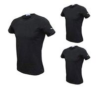 Enrico Coveri Maglietta Intima Uomo Girocollo Offerta 3 E 6 Pezzi, Maglia Uomo in Cotone BIELASTICO ET 1000 (6 Pezzi Neri, 3-S)