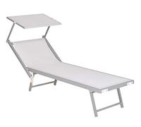 Enrico Coveri Mare Lettino Pieghevole Professionale in Alluminio, con Tetto Parasole e Rivestimento in Textilene, Perfetto per Spiaggia, Piscina e Giardino (Bianco)