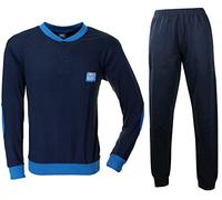 Enrico Coveri Pigiama Uomo Cotone Jersey Manica Lunga Colori Grigio e Blu 1011 (XL, Blu)