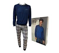 Enrico Coveri Pigiama Uomo Cotone Lungo, Cotone Mercerizzato Linea Prestige, Pigiama Uomo Cotone Leggero, Pigiama Uomo Estivo Lungo (8133 Blu, 50-L)