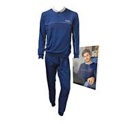 Enrico Coveri Pigiama Uomo Cotone Lungo, Cotone Mercerizzato Linea Prestige, Pigiama Uomo Cotone Leggero, Pigiama Uomo Estivo Lungo (8123 Blu, 52-XL)