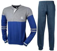 Enrico Coveri Pigiama Uomo Invernale Caldo Cotone Interlock 2155 (IT, Testo, XL, Regular, Regular, Blu)