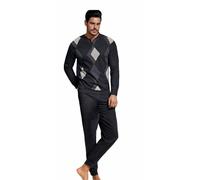 Enrico Coveri Pigiama Uomo Invernale + Calza COVERI Omaggio Pigiama Uomo in Caldo Jacquard Pigiama Uomo Felpato Caldo Confortevole (M, 2142 Antracite + Calza)