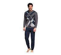 Enrico Coveri Pigiama Uomo Invernale + Calza Omaggio in Caldo Jacquard Felpato Confortevole (L, 2106 Grigio)