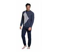 Enrico Coveri Pigiama Uomo Invernale + Calza Omaggio in Caldo Jacquard Felpato Confortevole (M, 2109 Jeans+ Calza)