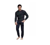 Enrico Coveri Pigiama Uomo Invernale + Calza Omaggio in Caldo Jacquard Felpato Confortevole (M, 2115 Blu)