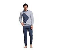 Enrico Coveri Pigiama Uomo Invernale + Calza Omaggio in Caldo Jacquard Felpato Confortevole (XL, 2109 Grigio)