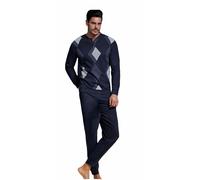 Enrico Coveri Pigiama Uomo Invernale + Calza Omaggio in Caldo Jacquard Felpato Confortevole (XL, 2142 Blu + Calza)