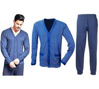 Enrico Coveri Pigiama Uomo Invernale Tutto Aperto Caldo Cotone Interlock Cobalto 2136 (IT, Testo, L, Regular, Regular, Blu Cobalto)