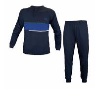 Enrico Coveri Pigiama Uomo Lungo, Cotone Mercerizzato Linea Prestige, Leggero, Estivo, Anche Taglie Forti (1004 Blu, L)