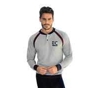 Enrico Coveri Pigiama Uomo Lungo in Cotone Mercerizzato, Linea Prestige, Leggero ed Estivo (8124 Grigio, 52-XL)
