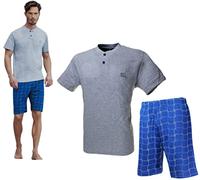 Enrico Coveri Pigiama Uomo Manica Corta Pantalone Corto EP1022 (IT, Testo, L, Regular, Regular, Grigio)