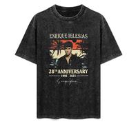 Enrique Iglesias 28th Anniversary 1995-2023 Signed Men Black T-Shirt Print Unisex Cotton Tee Shirt S