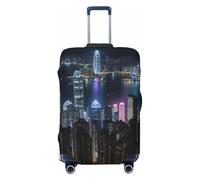 ENRPTY Aerial Night Of View Hong Kong Stampa Valigie Decoraitve Coperture Lavabile Valigia Copertura Viaggio Bagagli Accessori, nero, X-Large