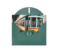 ENRPTY Biglietti di ringraziamento con stampa di tram di Lisbona, carta perlescente con buste e adesivi per auguri di festa