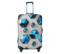 ENRPTY Blu Esagoni E Diamanti Stampa Valigie Decoraitve Coperture Lavabile Valigie Copertura Accessori Bagagli Da Viaggio, nero, Small