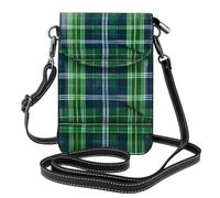 ENRPTY Blu Scozzese Tartan Print Piccolo Telefono Cellulare Borsa In Pelle Regolabile Spalla Corda Crossbody Borse Per Le Donne