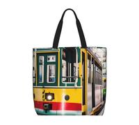 ENRPTY Borsa a tracolla casual con stampa tram di Lisbona, borsa a mano per attività all'aperto, vacanze, weekender, viaggi, shopping