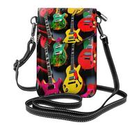 ENRPTY Borsa a tracolla in pelle colorata con stampa di chitarra piccola per telefono cellulare, regolabile, borsa a tracolla per donna, nera, taglia unica