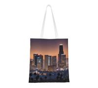 ENRPTY Borsa a tracolla riutilizzabile in tela con stampa panoramica di Los Angeles, per uso quotidiano, shopping, viaggi