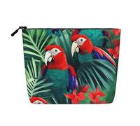 ENRPTY Borsa da trucco da donna con stampa di pappagallo tropicale con cerniera, borsa da viaggio di grande capacità