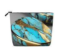 ENRPTY Borsa da trucco da donna con stampa marmorizzata turchese borsa con cerniera borsa da viaggio borsa di grande capacità