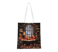 ENRPTY Borsa di tela di canapa della stampa del giorno di buon Natale borse della spesa riutilizzabili della spalla per l'uso quotidiano Shopping Viaggi