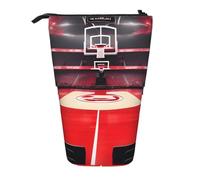 ENRPTY Borsa telescopica per matite con stampa di arene di pallacanestro, grande capacità, borsa per il trucco di stoccaggio per forniture per ufficio
