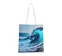 ENRPTY Borse della spesa riutilizzabili della spalla della borsa di tela della stampa dell'onda del mare dell'oceano per i viaggi di acquisto