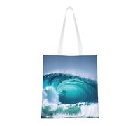 ENRPTY Borse della spesa riutilizzabili della spalla della borsa di totalizzatore della tela della stampa dell'onda dell'oceano per il viaggio