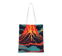 ENRPTY Borse della spesa riutilizzabili della spalla della borsa di totalizzatore della tela della stampa del vulcano per il viaggio di acquisto