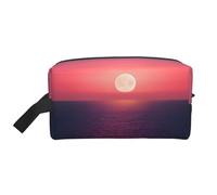 ENRPTY Bright Moon At Sea Hippie Print Travel Toiletry Zipper Storage Pouch For Women Men Portable Makeup Bag Borsella, Bianco, Taglia Unica