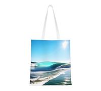 ENRPTY Clear Sky Wave Beach Print Canvas Tote Bag riutilizzabile spalla shopping bag per uso quotidiano shopping viaggi, nero, taglia unica