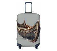 ENRPTY Copertura decorativa per valigia, lavabile, con stampa di barche vichinghe, accessori per bagagli da viaggio, nero, X-Large
