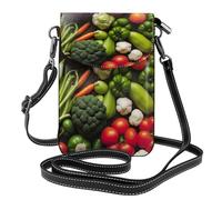 ENRPTY Introduzione di varie verdure stampa piccola borsa in pelle per telefono cellulare borsa a tracolla regolabile corda per le donne, nero, taglia unica