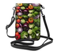 ENRPTY Introduzione di varie verdure stampa piccola borsa in pelle per telefono cellulare borsa a tracolla regolabile corda per le donne