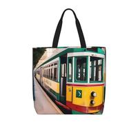 ENRPTY Lisbona Tram Pattern Stampa Casual Borsa A Tracolla Borsa All'aperto Vacanze Weekender Viaggi Shopping