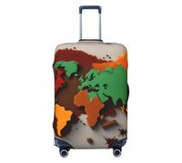ENRPTY Mappa del mondo fatta di spezie stampa valigia decoraitve copre lavabile valigia copertura viaggio bagagli accessori, nero, Small